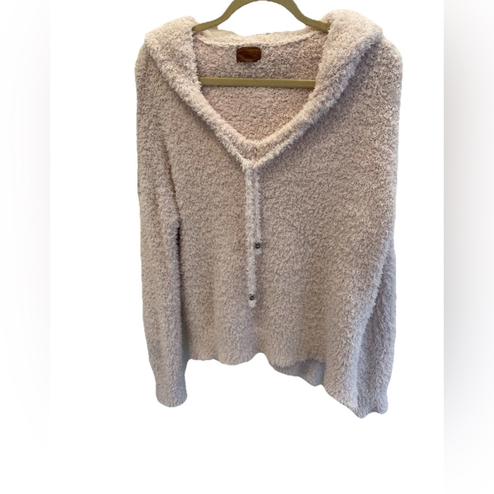 POL Cozy Pale Pink Women's Sweater Hoodie Pullover Medium Roomy Comfy Soft